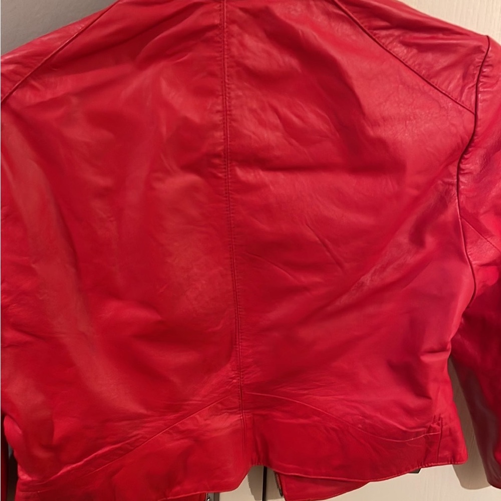 Cropped BeBe leather jacket! No flaws.